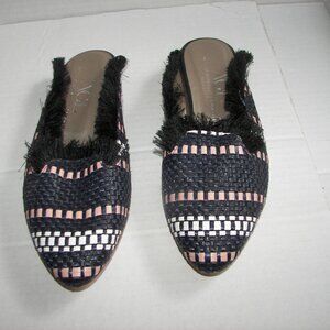 AGL women's woven mules EU 37 multicolor striped/black fringed